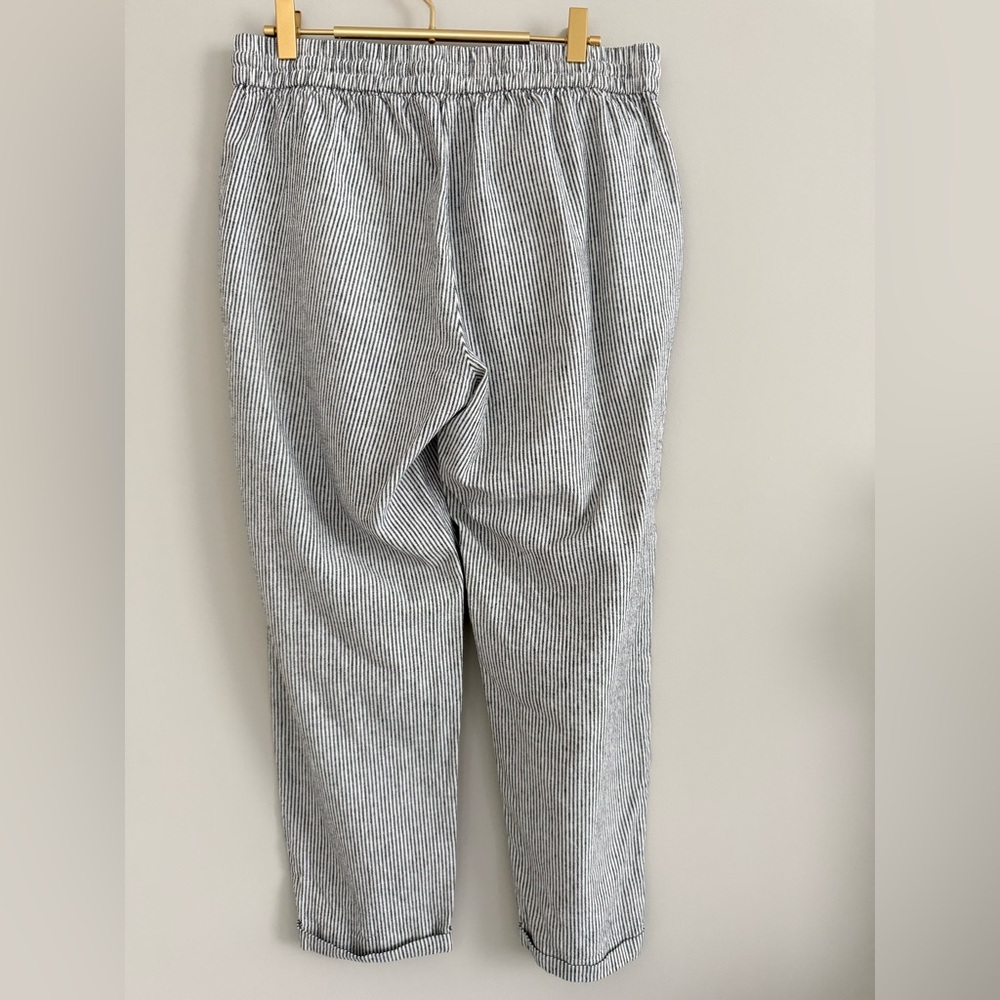 J Crew Striped Linen Cotton Blend Drawstring Pant in Black and White 10 - Picture 7 of 13